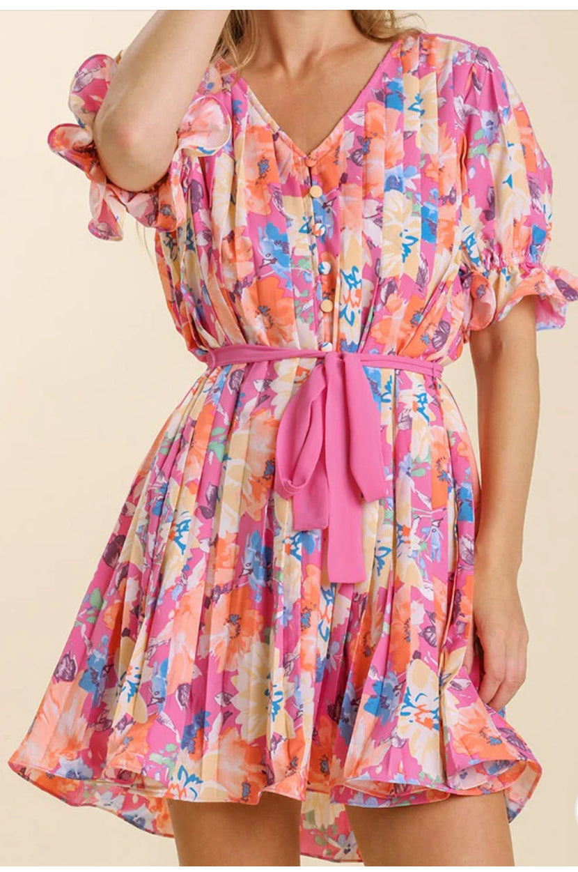 Floral Me Pleated Dress