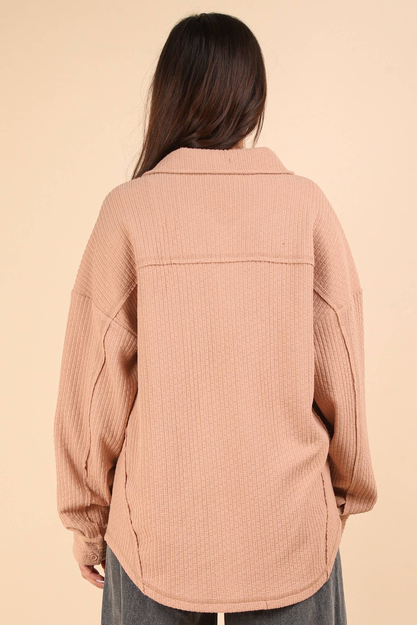 Blush Textured Button Down Shacket