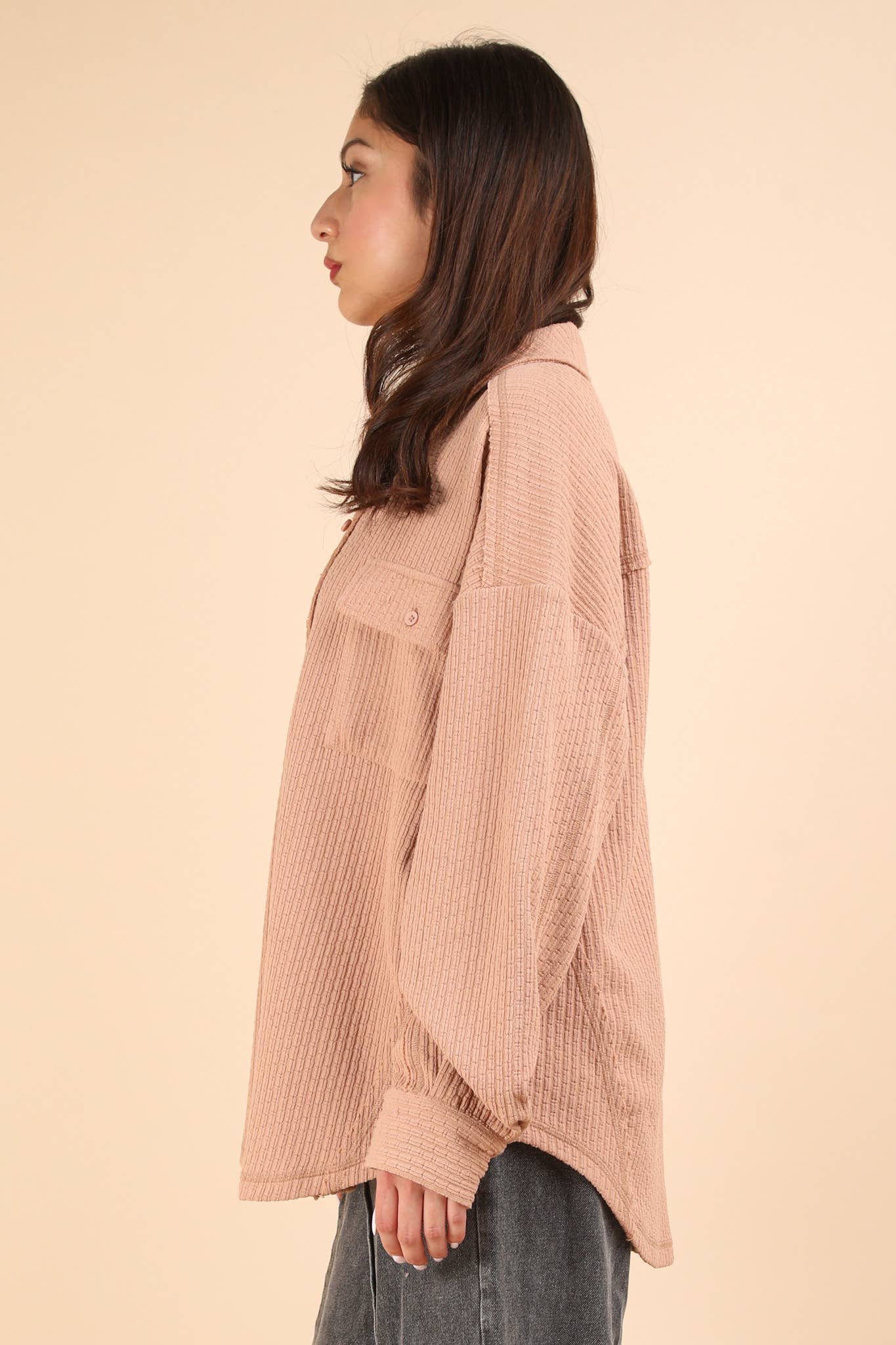 Blush Textured Button Down Shacket