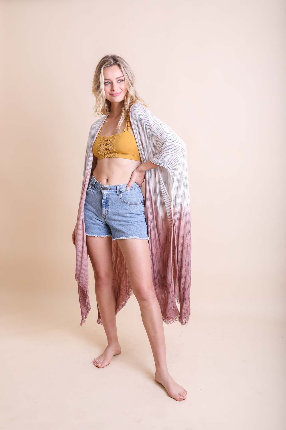 Elena Ombre Kimono- Rose