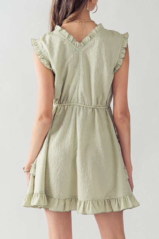 Green Tea Tiered Ruffle Dress