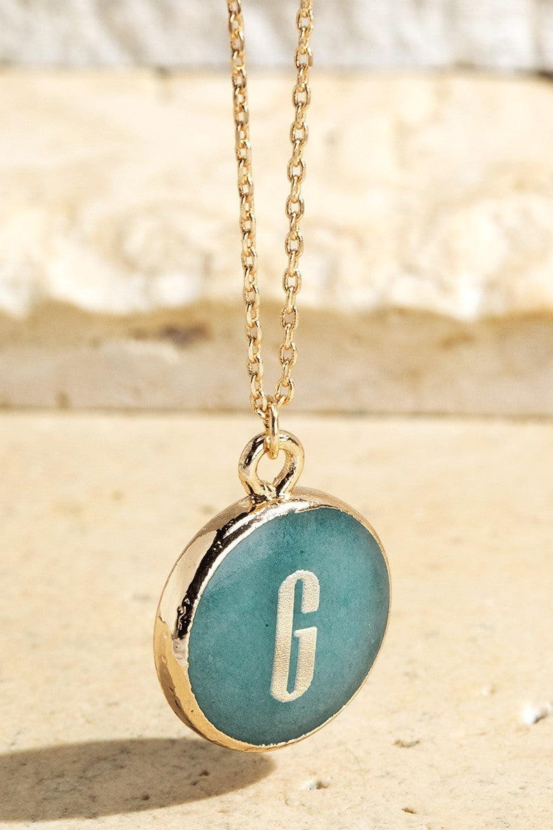 Teal Initial Pendant Necklace