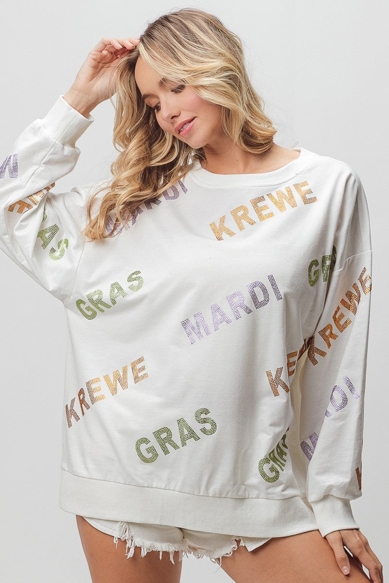Mardi Gras Krewe Rhinestone Pullover