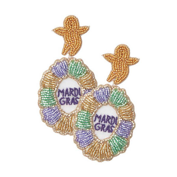 Mardi Gras Kingcake Baby Felt Back Earrings
