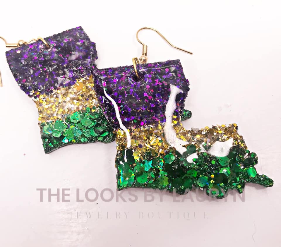 Louisiana Striped Mardi Gras Earrings