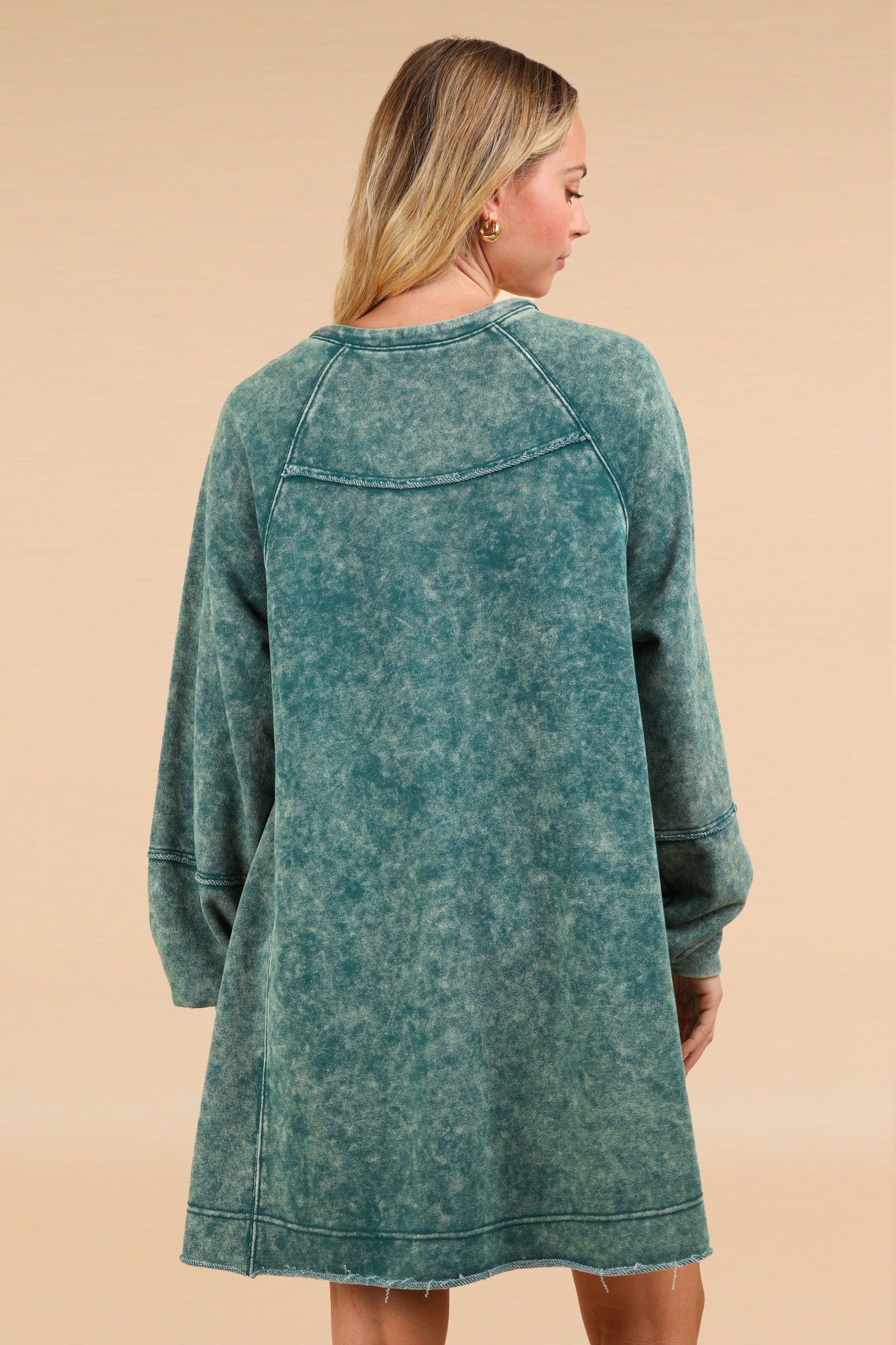 Mineral Washed V-Neck Midi Dress