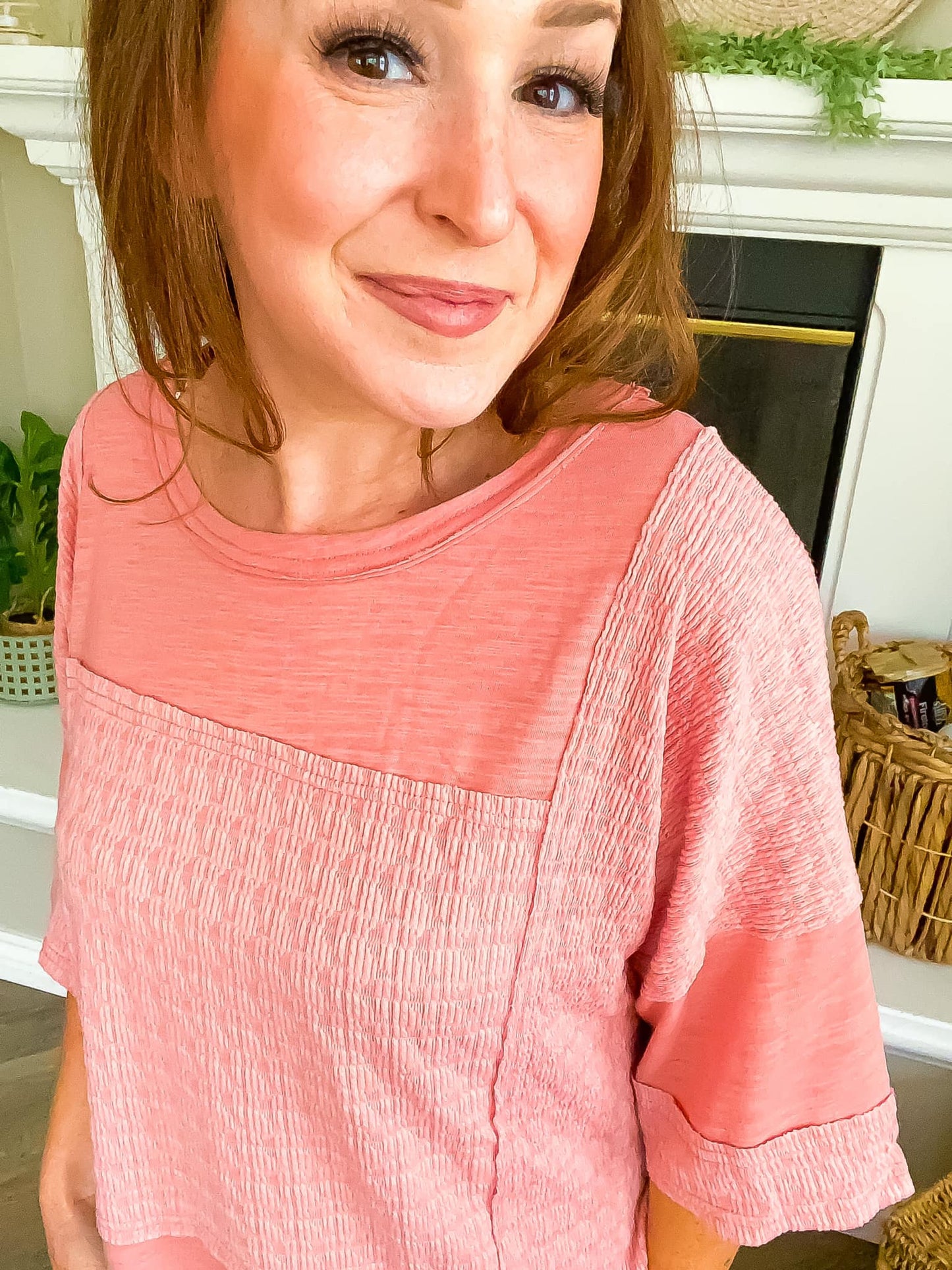 Rose Multi Textured Top