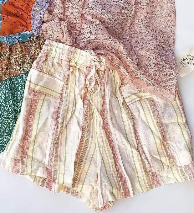 Linen Blend Striped Shorts