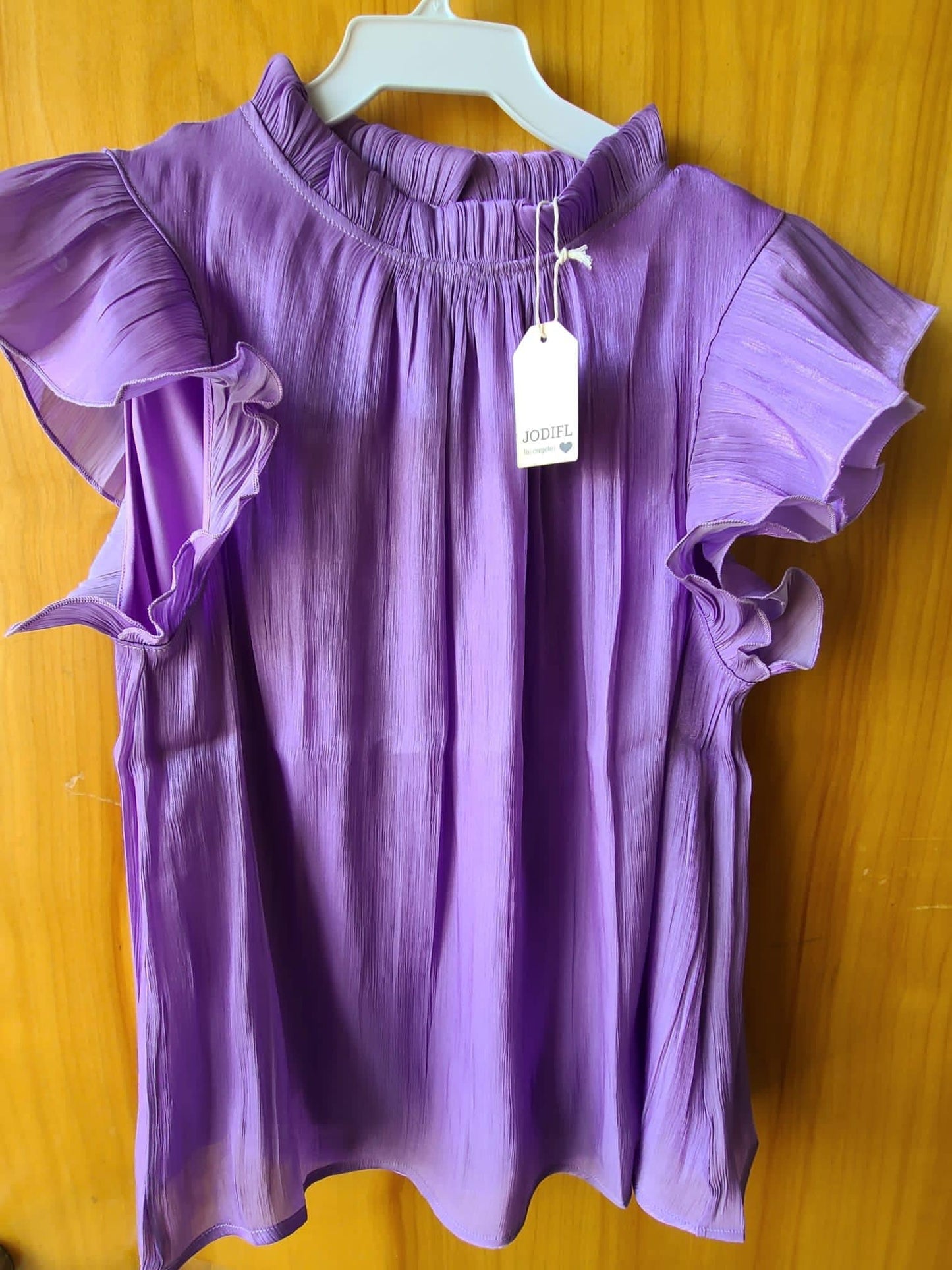 Shimmer Purple Ruffle Top