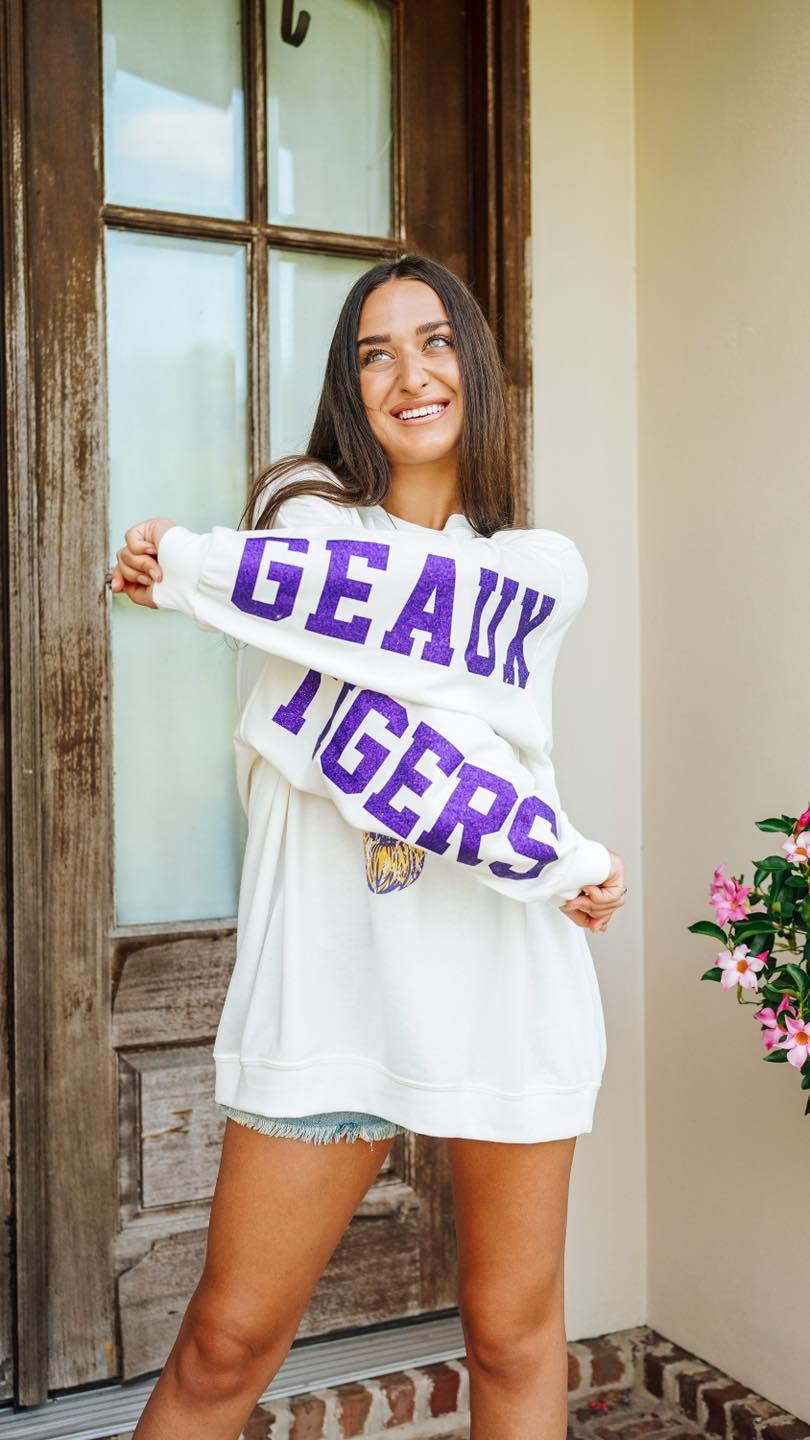 Geaux Tigers Oversized Glitter Pullover