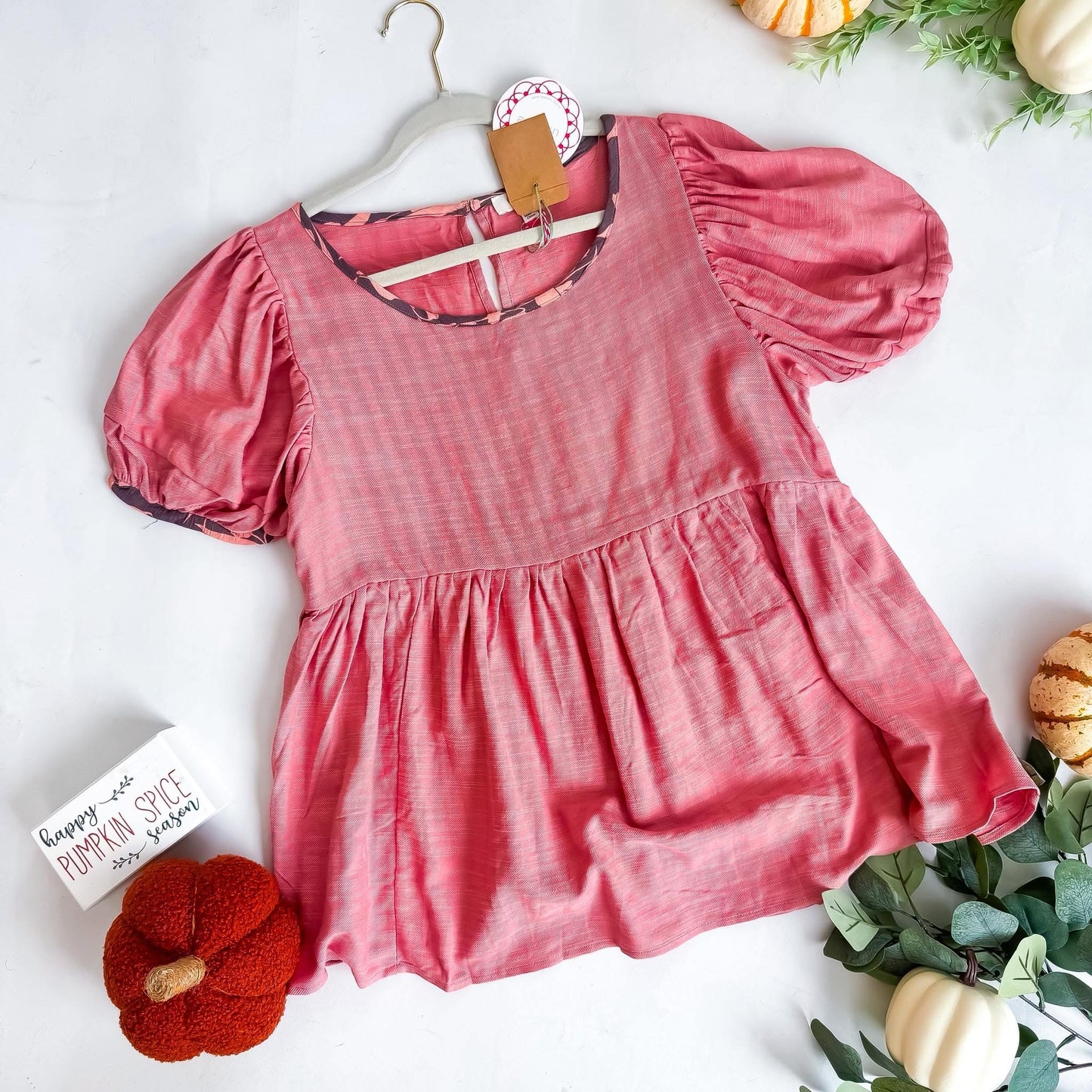 Rose Puff Sleeve Peplum Top