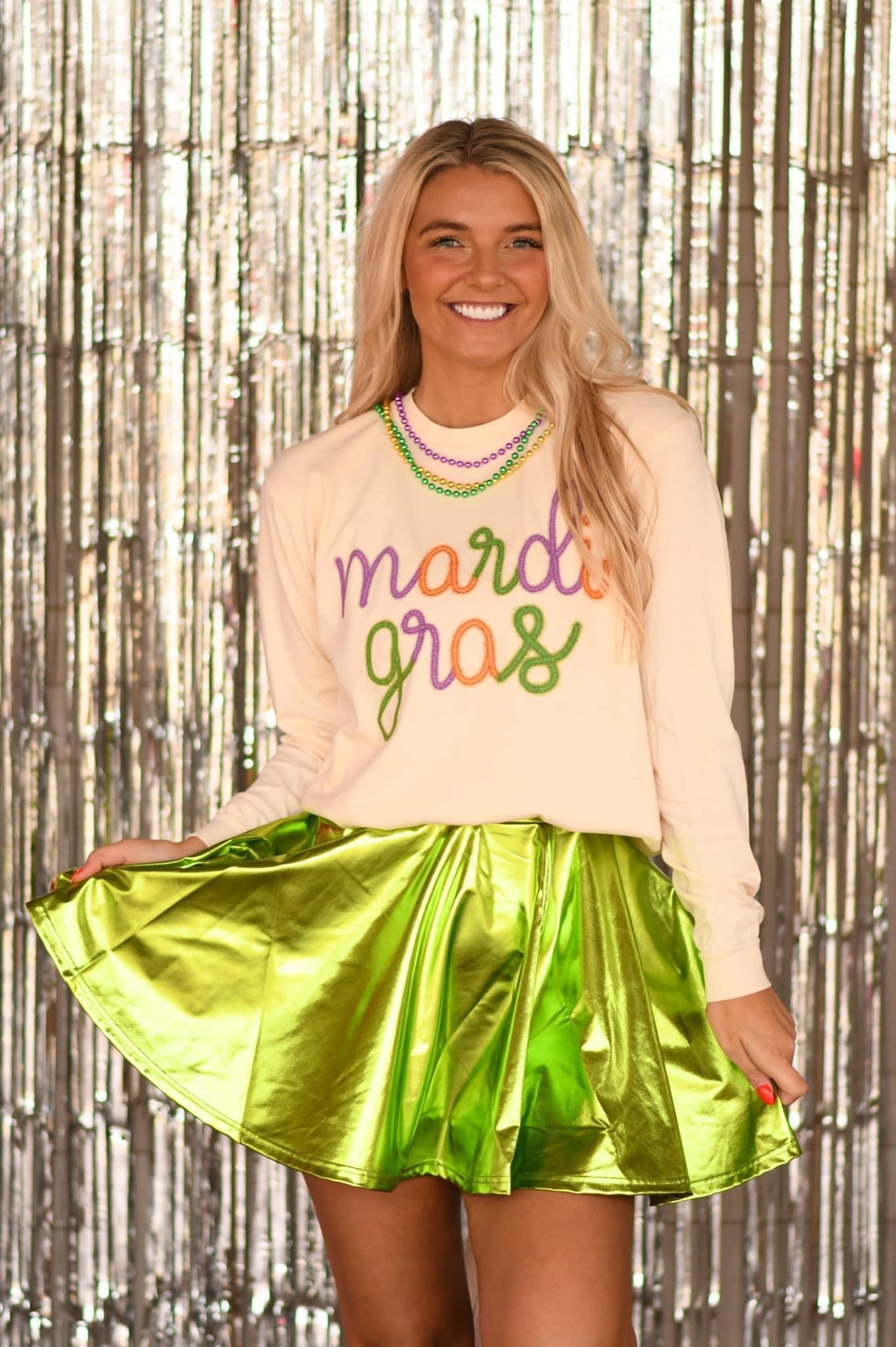 Mardi Gras Rope Comfort Colors Long Sleeve Tee
