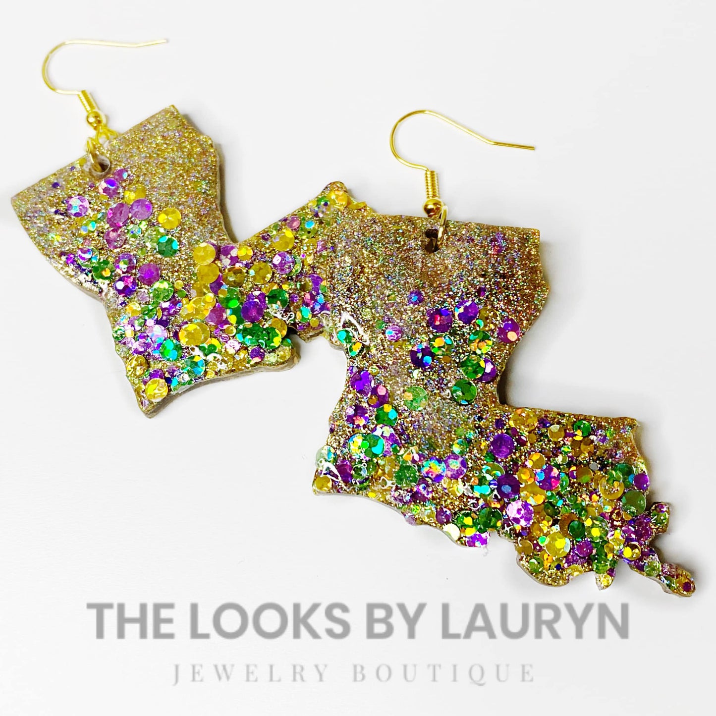 Louisiana Holographic Mardi Gras Earrings