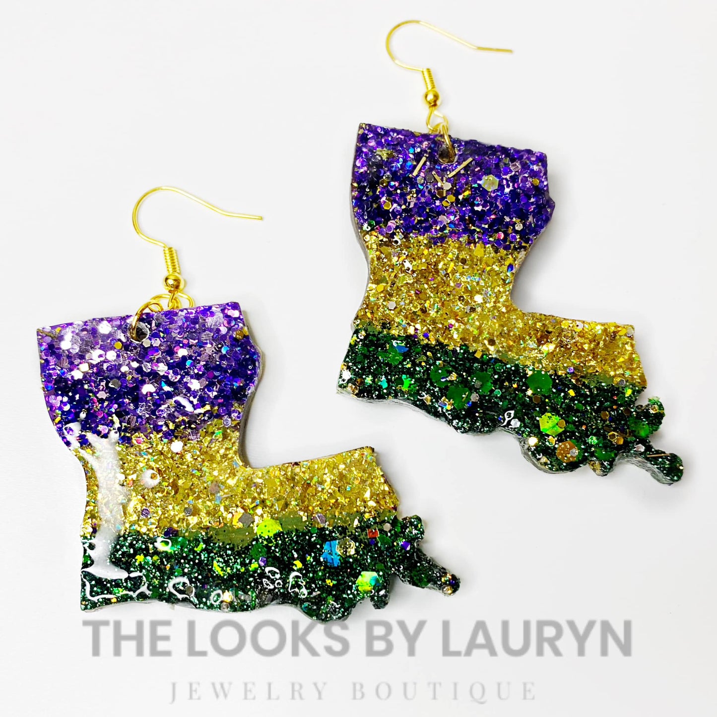 Louisiana Striped Mardi Gras Earrings