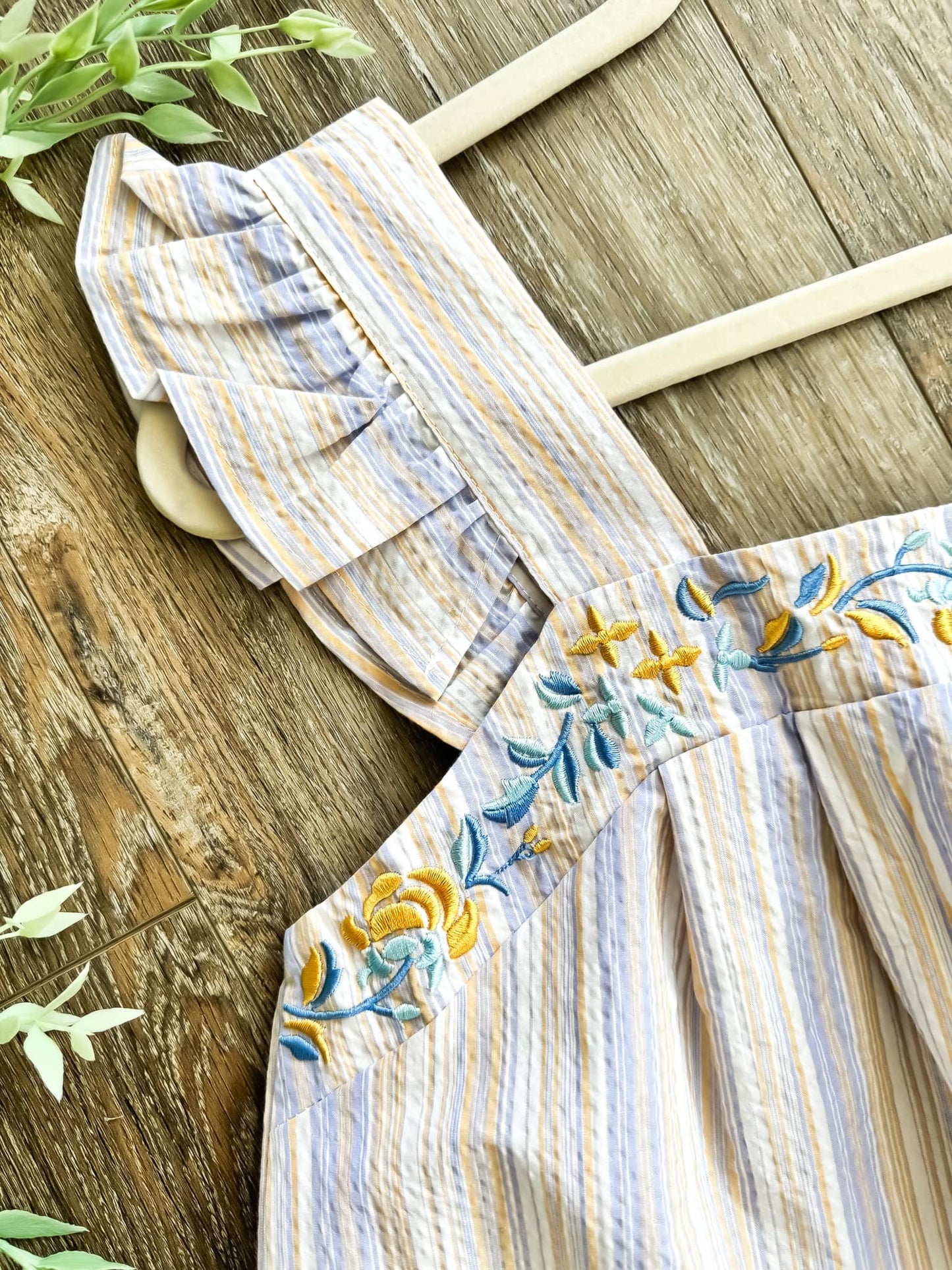 Striped Embroidered Sleeveless Top
