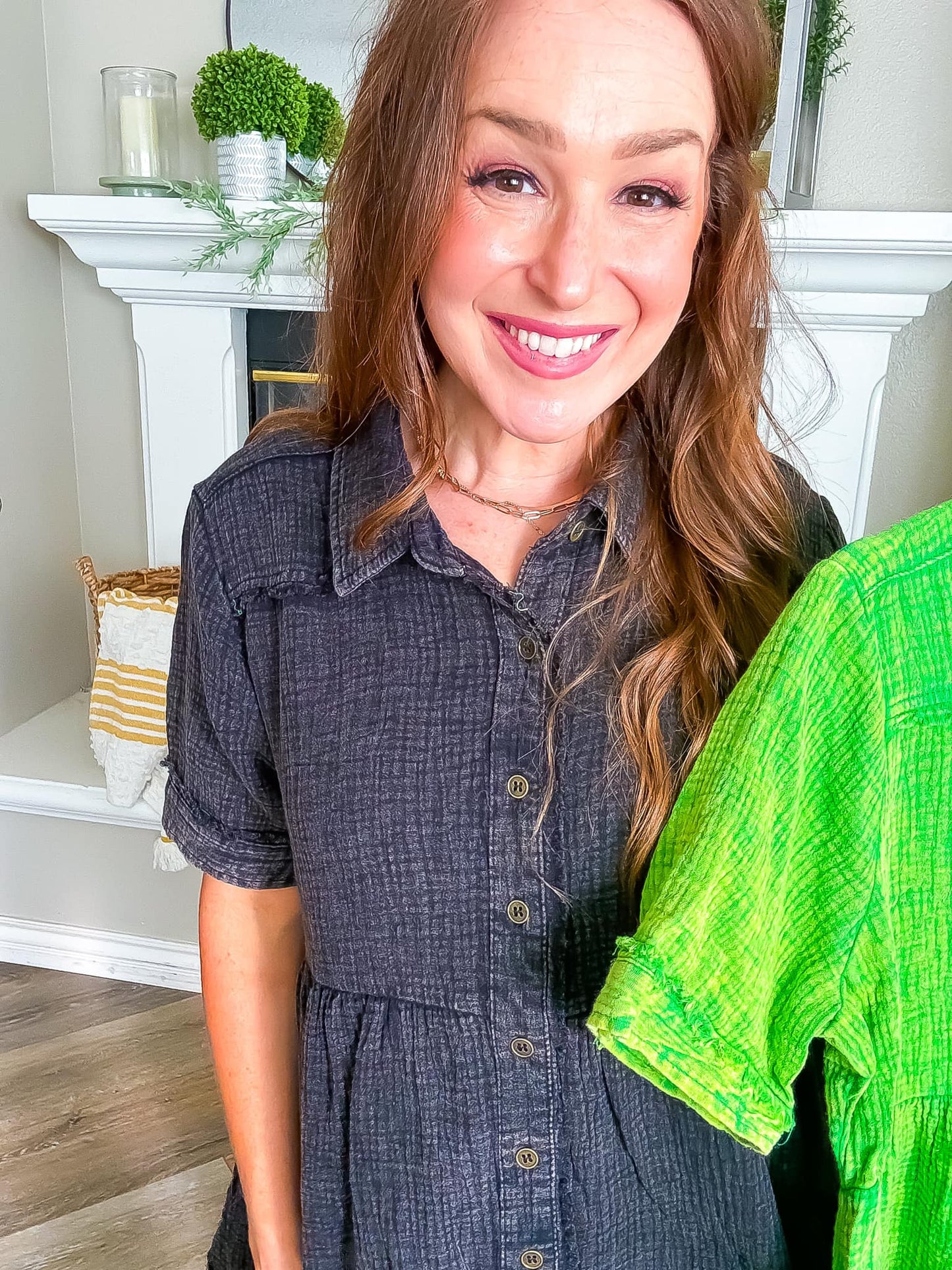 Mineral Wash Baby Doll Tunic Top- Black