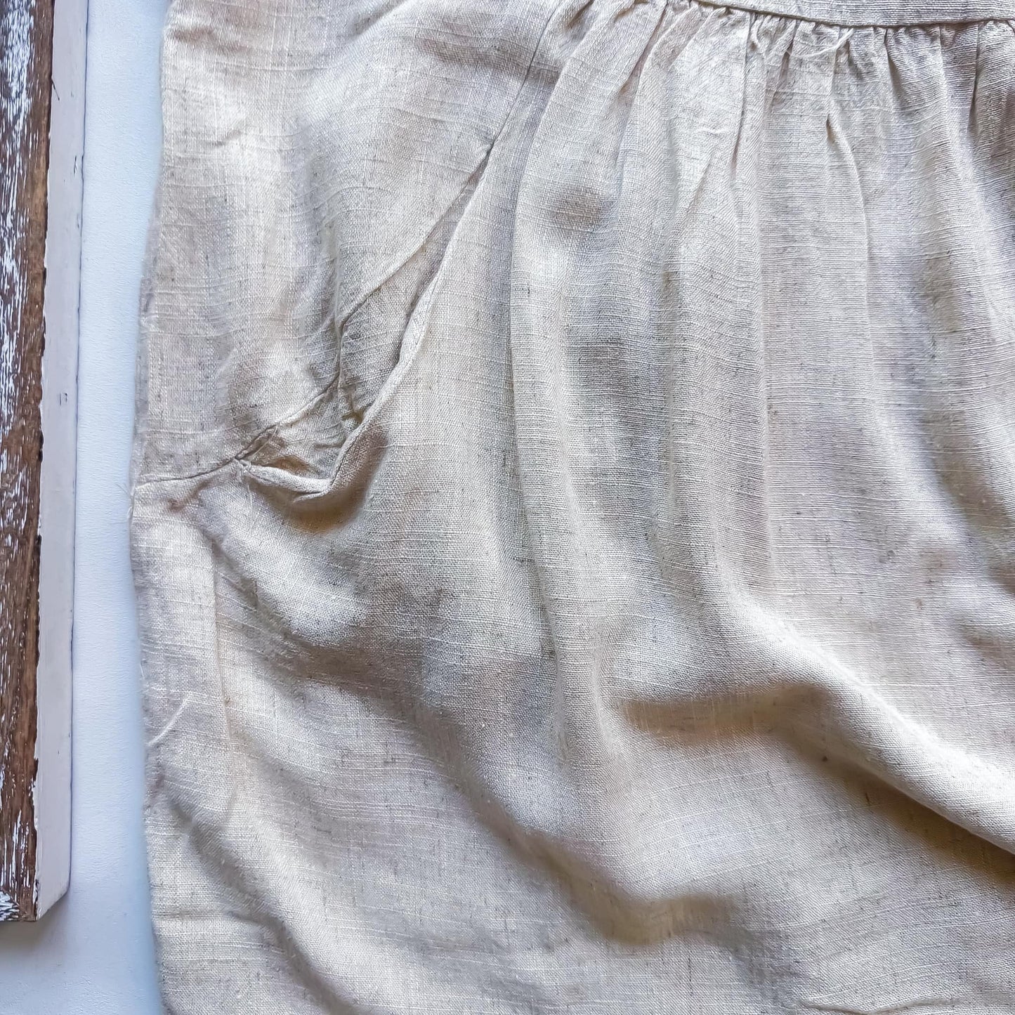 Oatmeal Linen Frayed Hem Dress