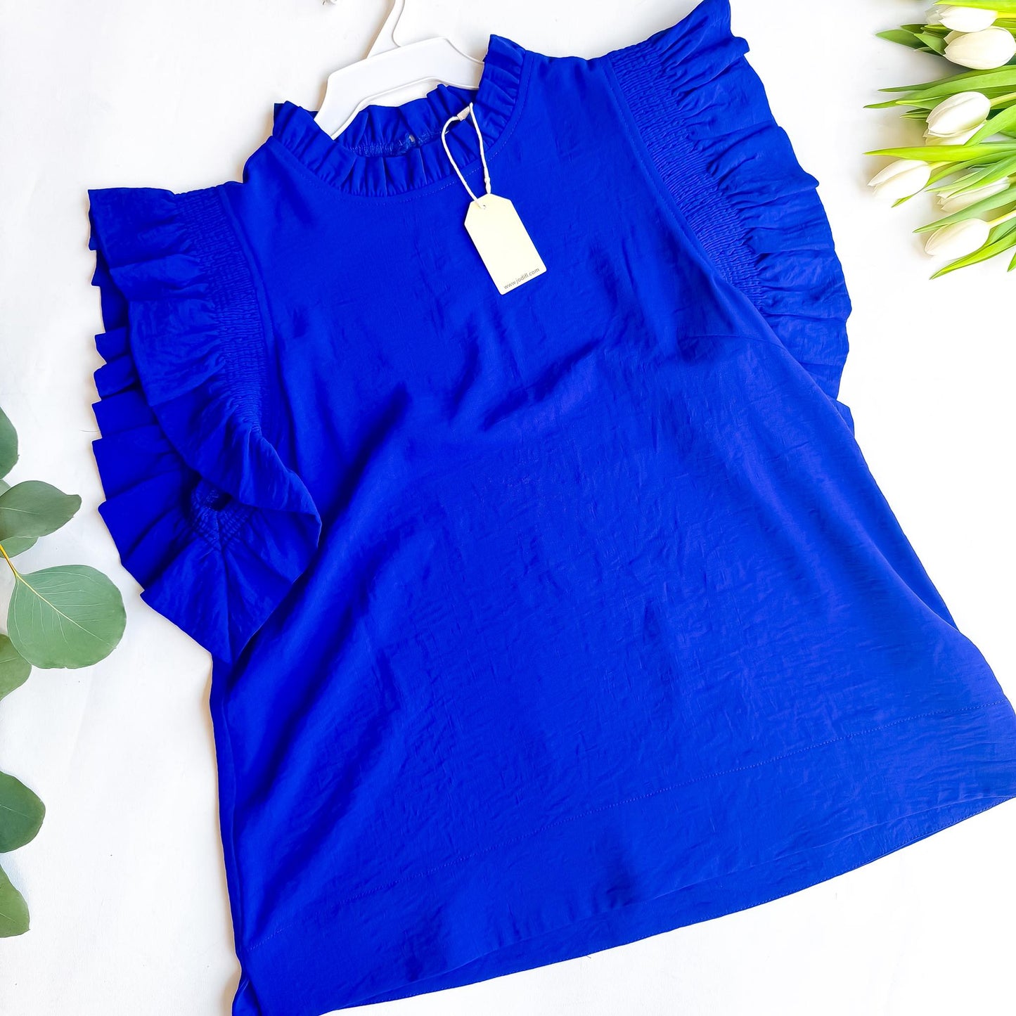 Royal Blue Flutter Sleeve Top