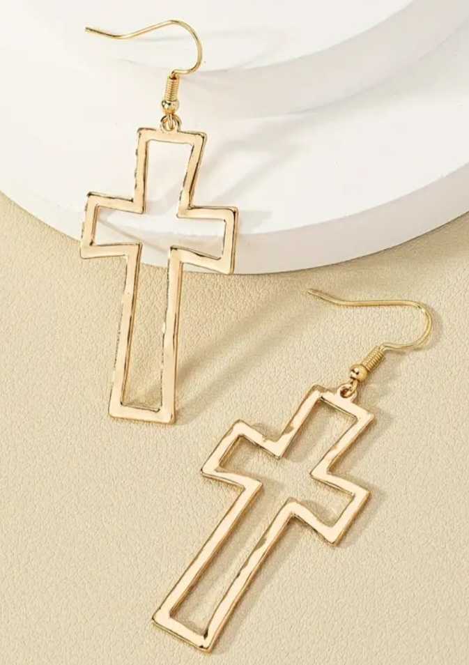 Hammered Cross Earrings