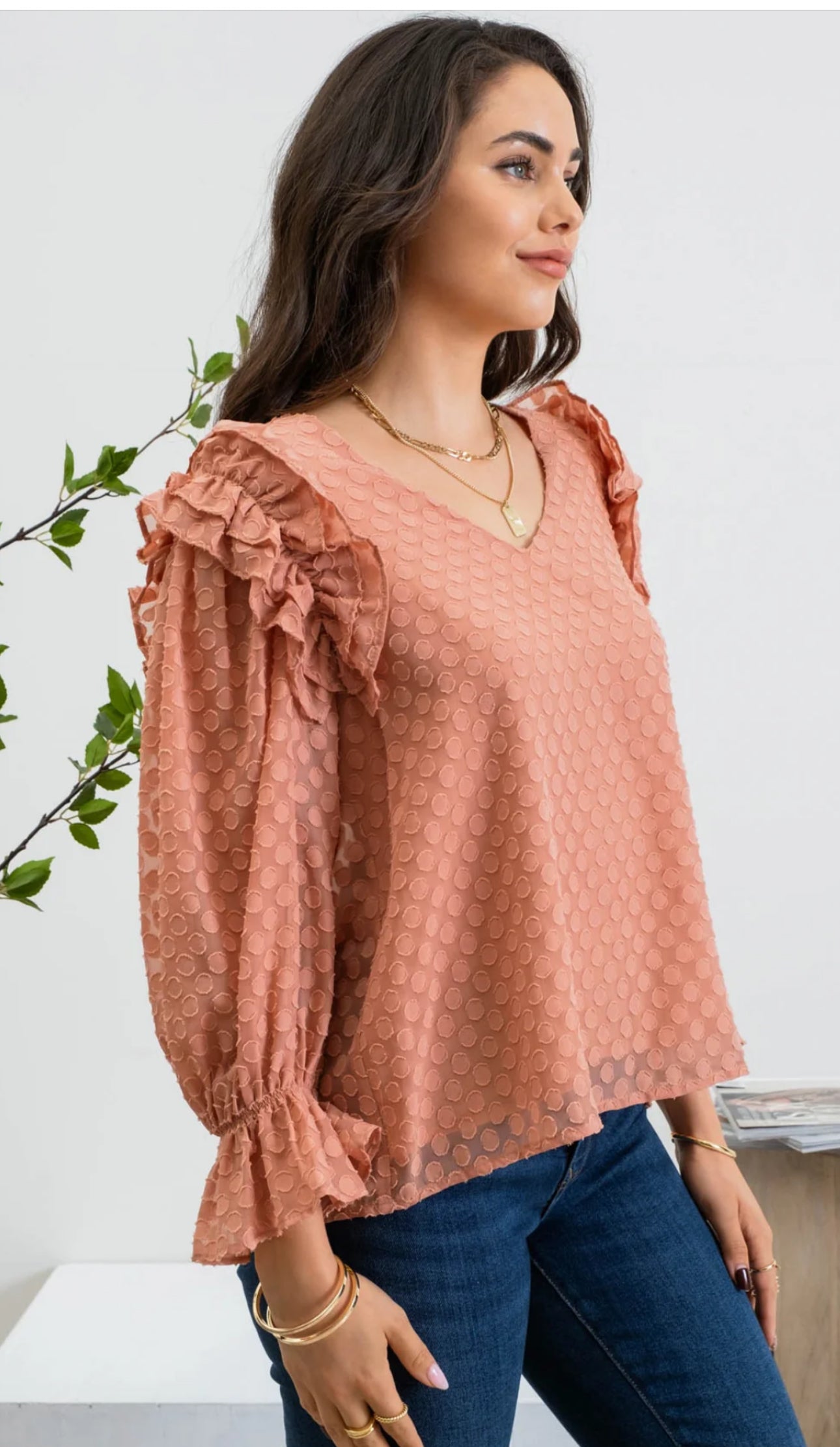 Sienna Ruffle Dotted Blouse