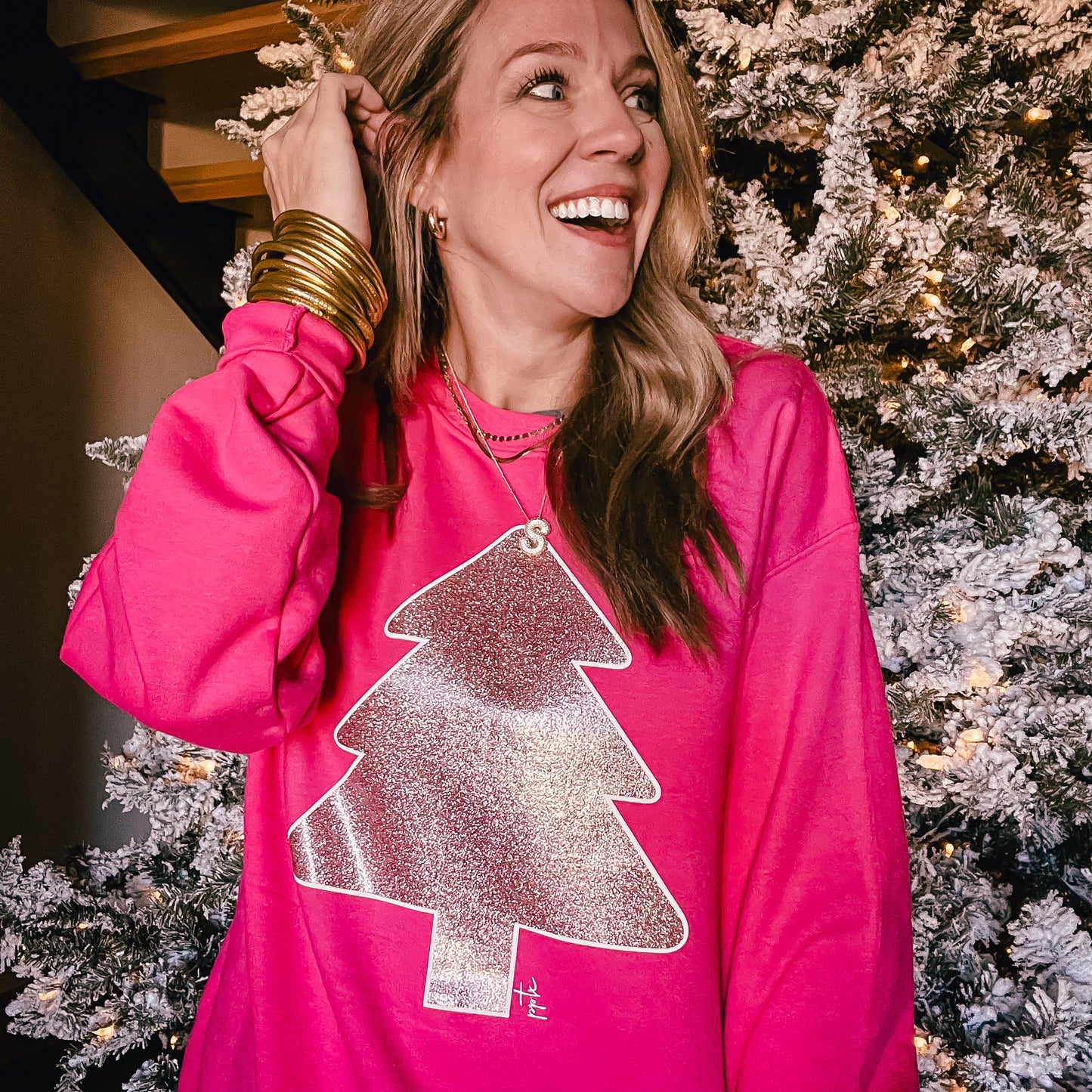 Pink Glitter Tree Sweatshirt