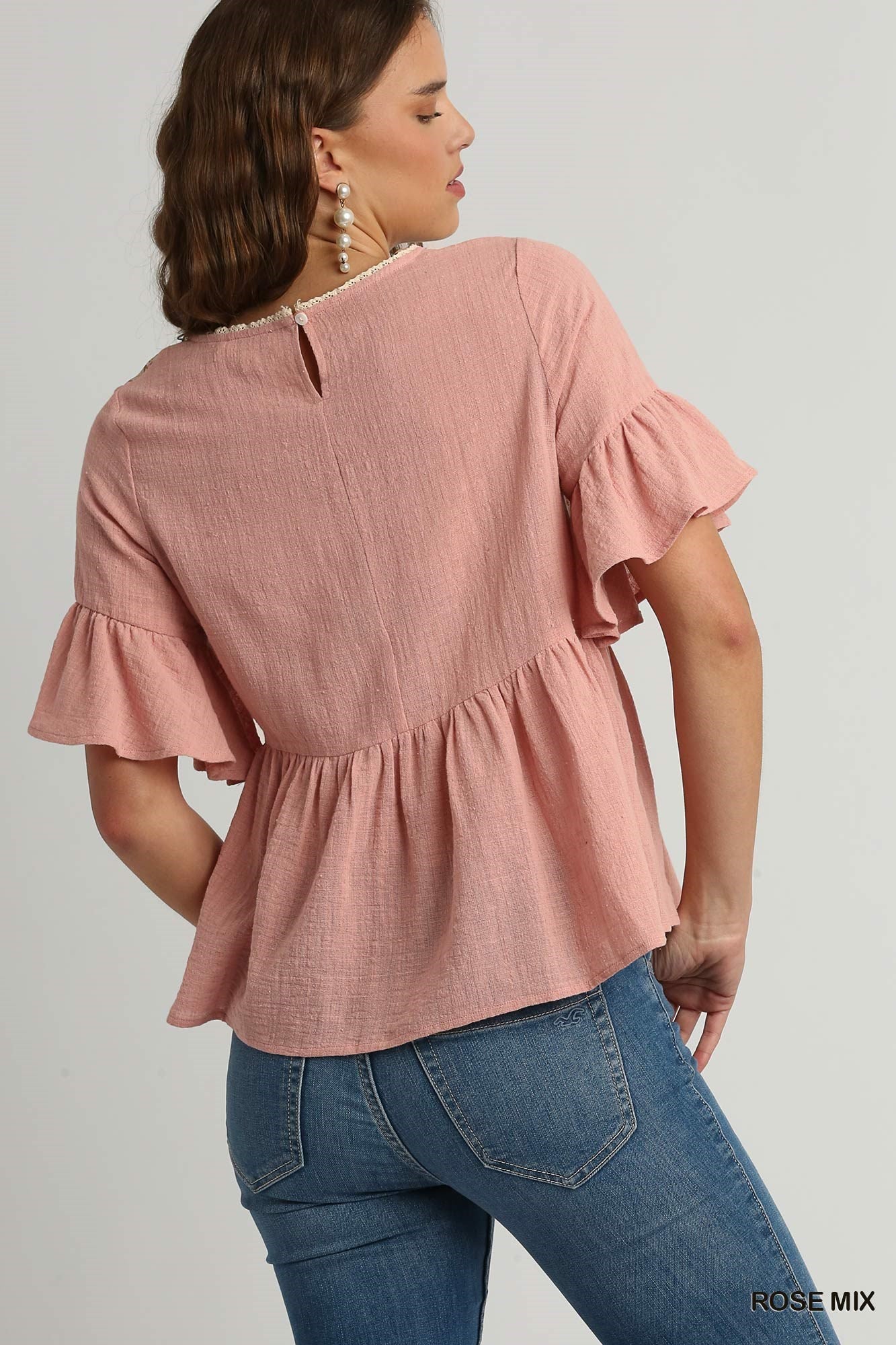 Rose Mix Lace Babydoll Top