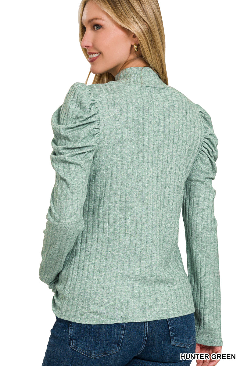 Penny Puff Sleeve Ribbed Top