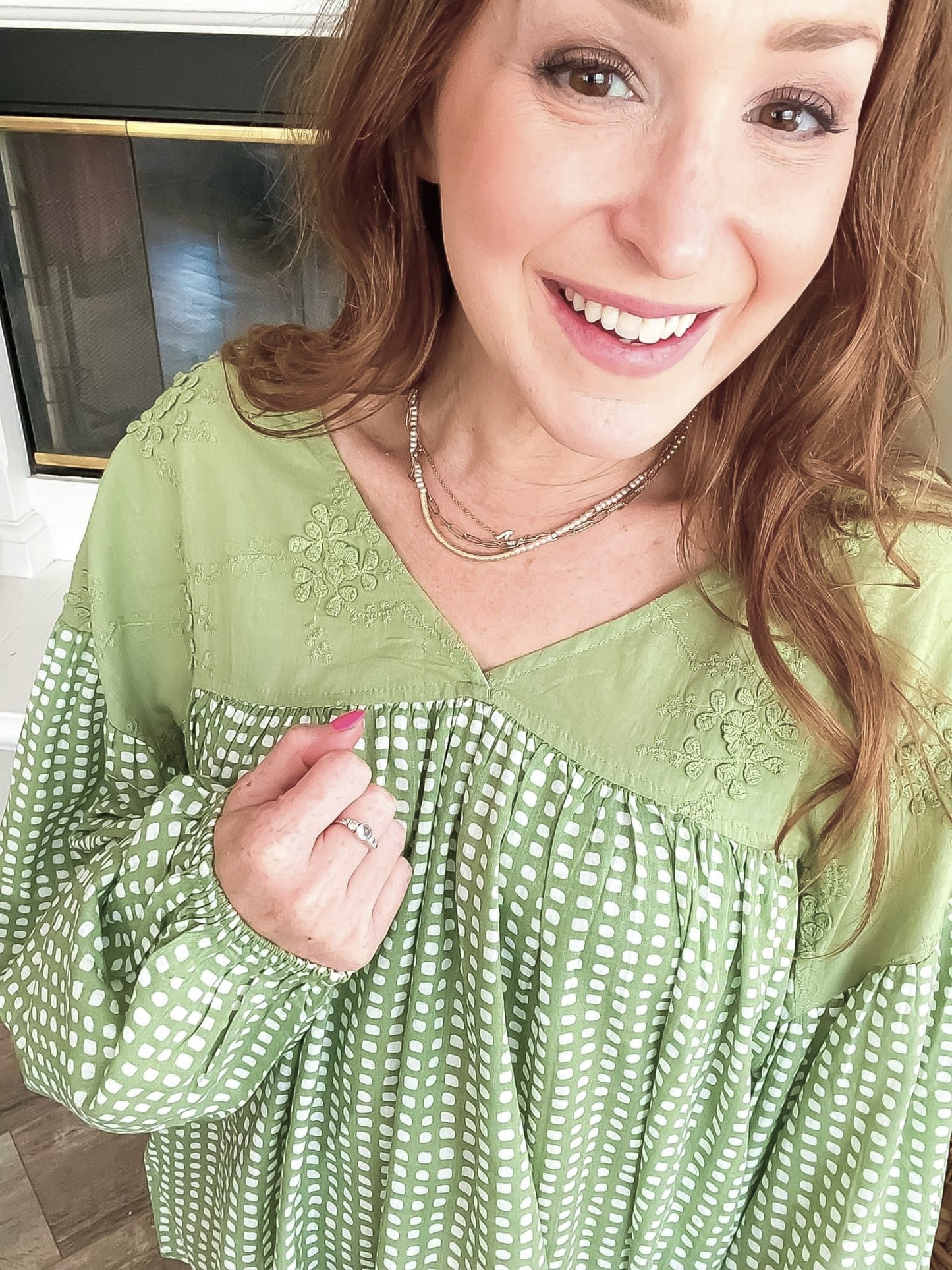 Grass Green Dotted Top
