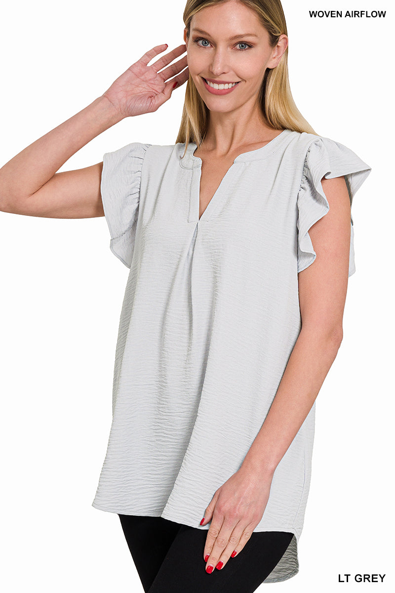 Reese Ruffled Sleeve High-Low Top