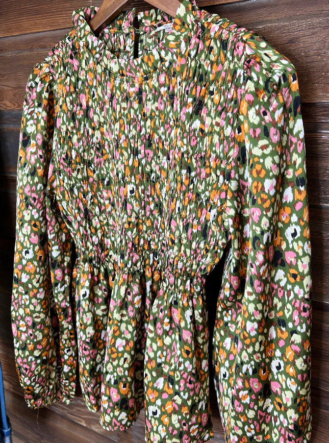The Olive Smocked Top