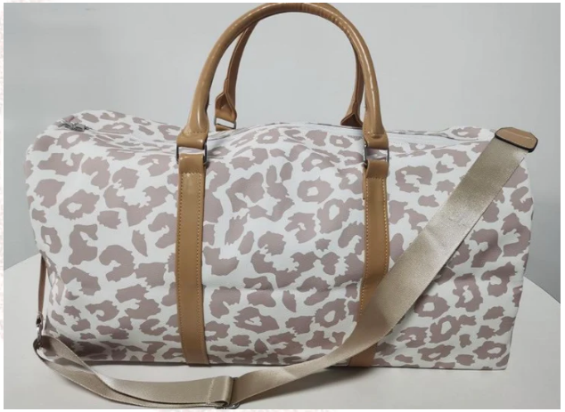 Beige/White Leopard Weekender Bag