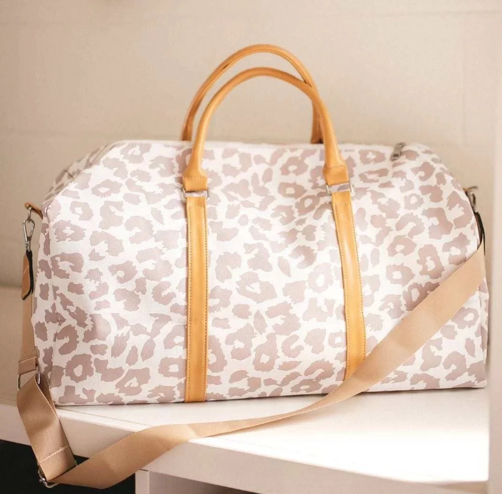 Beige/White Leopard Weekender Bag