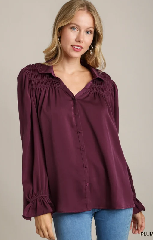 Perfect in Plum Satin Top