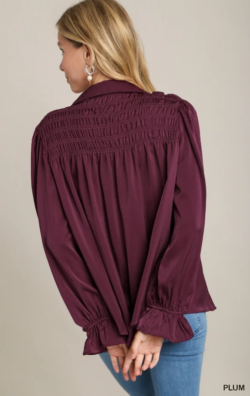 Perfect in Plum Satin Top