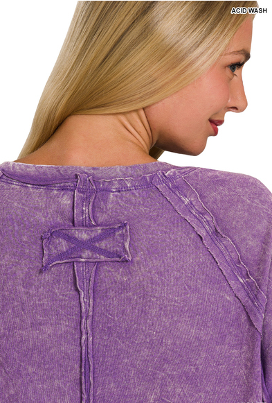Cara Crinkle Wash Thumb Hole Top- Purple