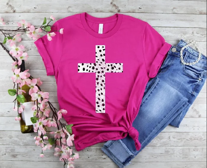 Pink Spotted Cross Tee