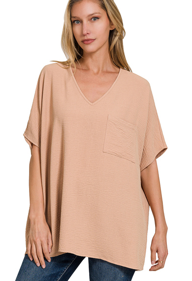 Meg V-Neck Dolman Top- Brush - Annor's Boutique