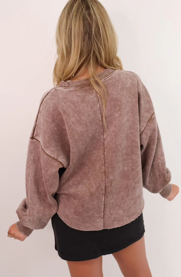 Washed Cropped Sweatshirt - Mocha
