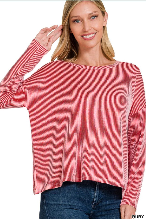Tatum Ribbed Boat Neck Top