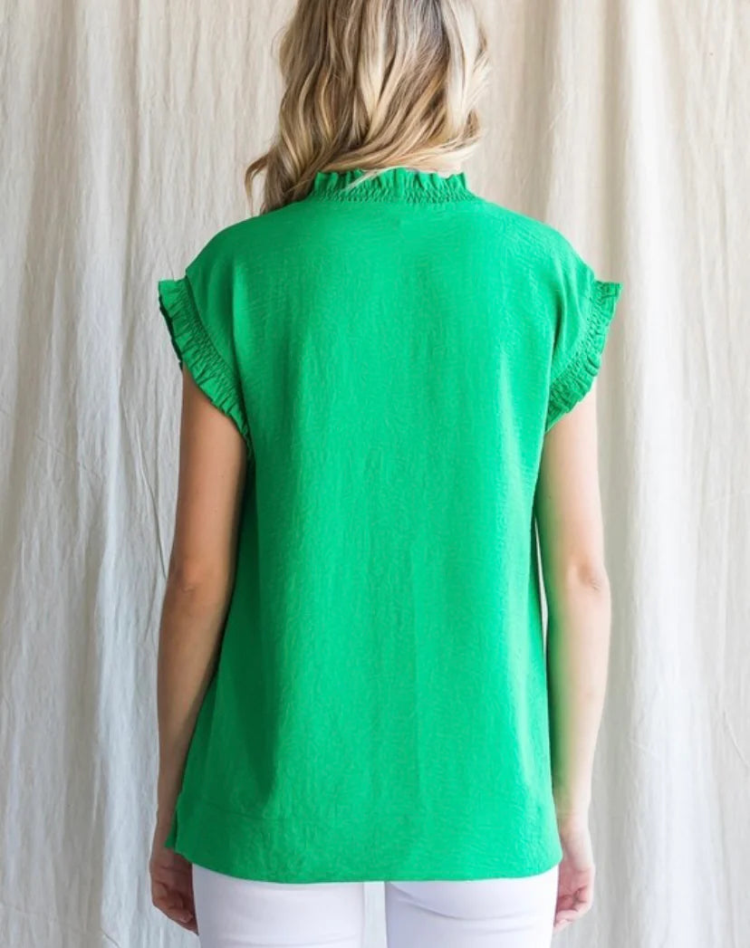 Kelly Smocked V-Neck Top