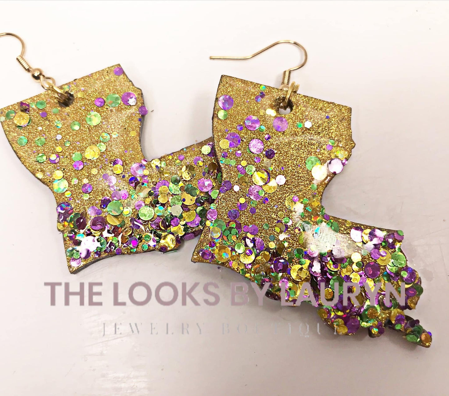 Louisiana Holographic Mardi Gras Earrings