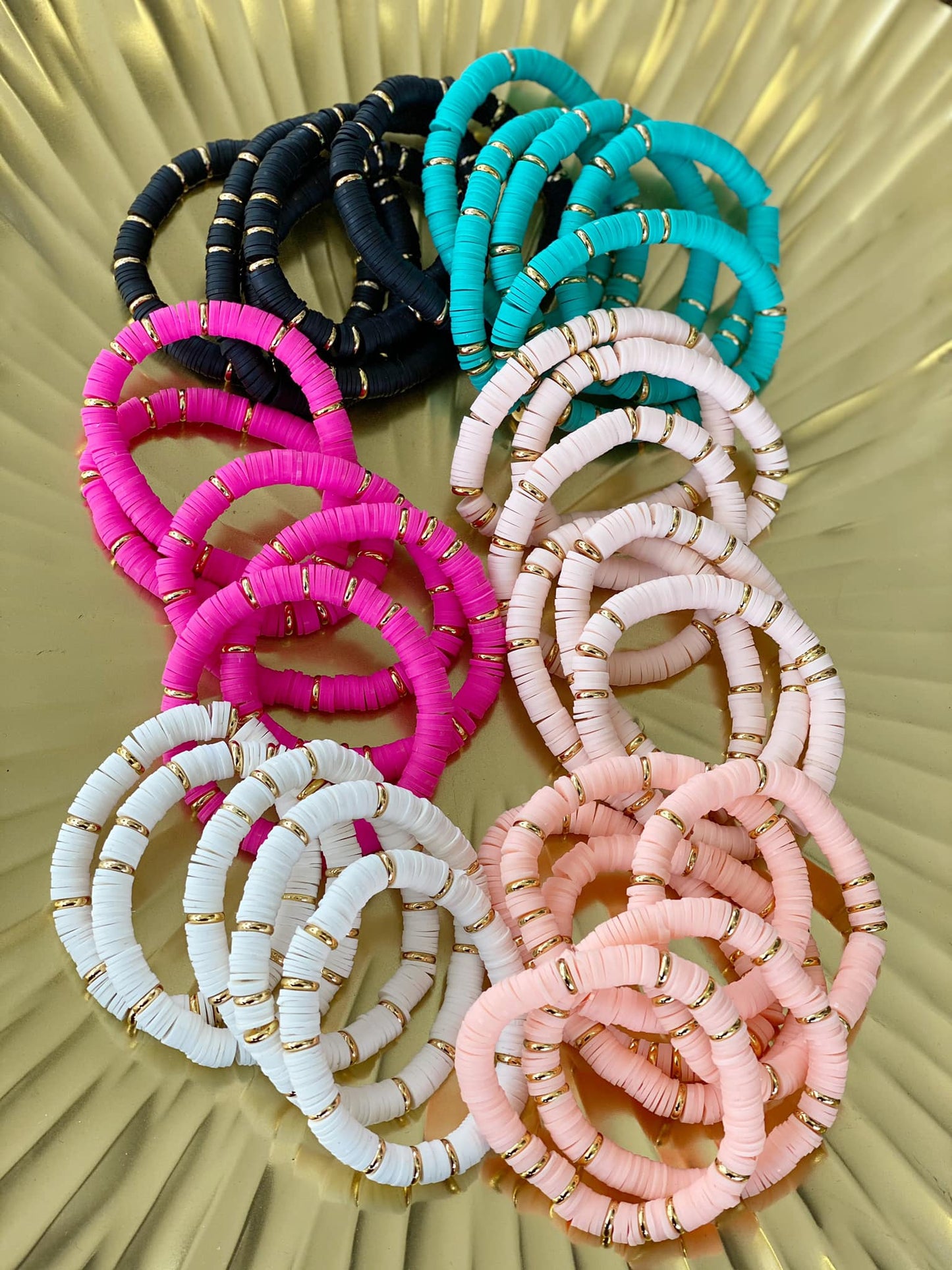 Color POP Bracelets With Gold Disc