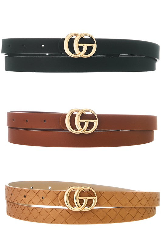 Faux Leather Skinny Belt