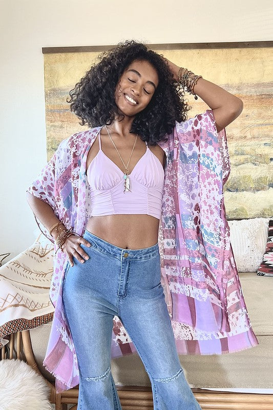 Colorful Splatter Kimono- Magenta