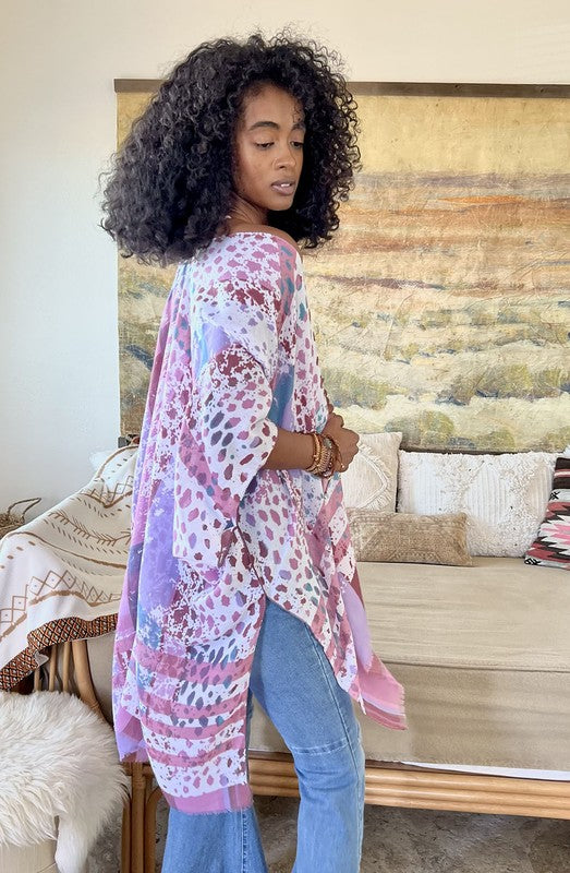 Colorful Splatter Kimono- Magenta