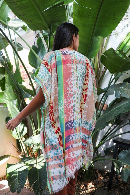 Colorful Splatter Kimono- Mint