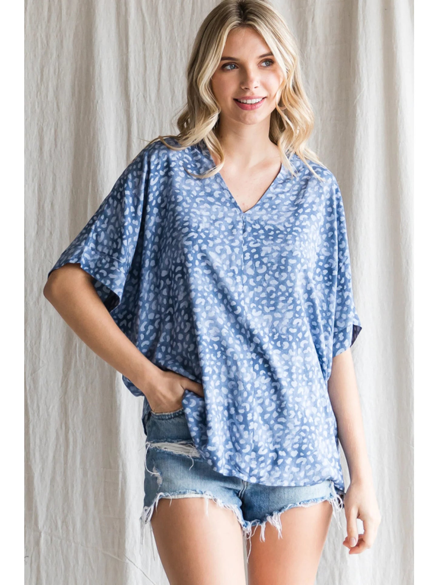 Indigo Leopard Top