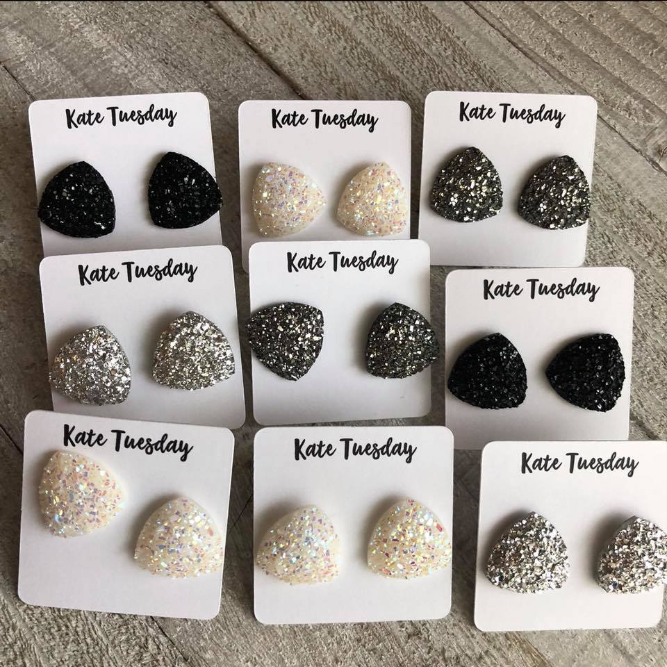 TRIANGLE Raw Sparkly Druzy Earrings - Annor's Boutique