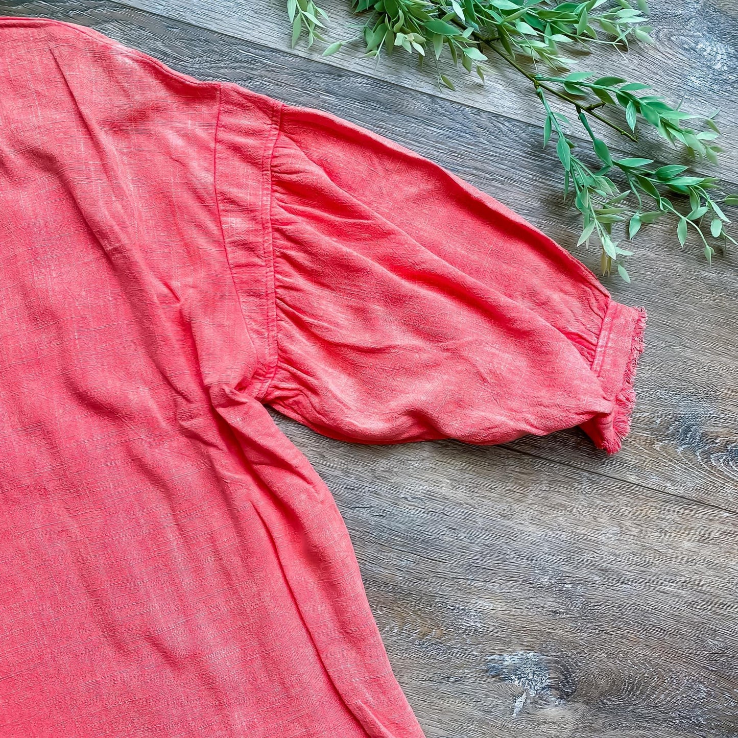 Bright Coral Linen Blend Top
