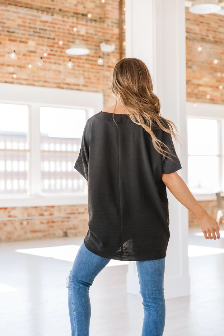 Tina V-Neck Dolman- Black